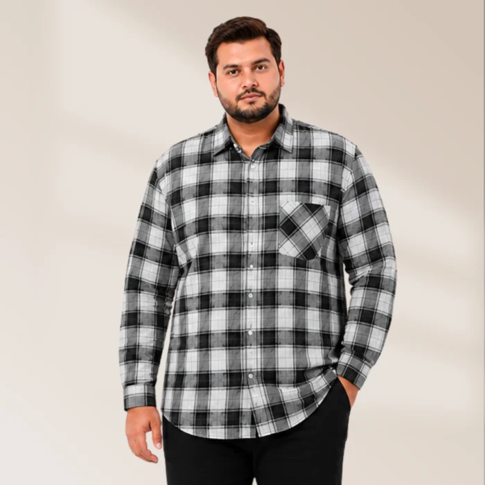 White & Black Check Shirt | Plussize Fit Casual Wear Shirt