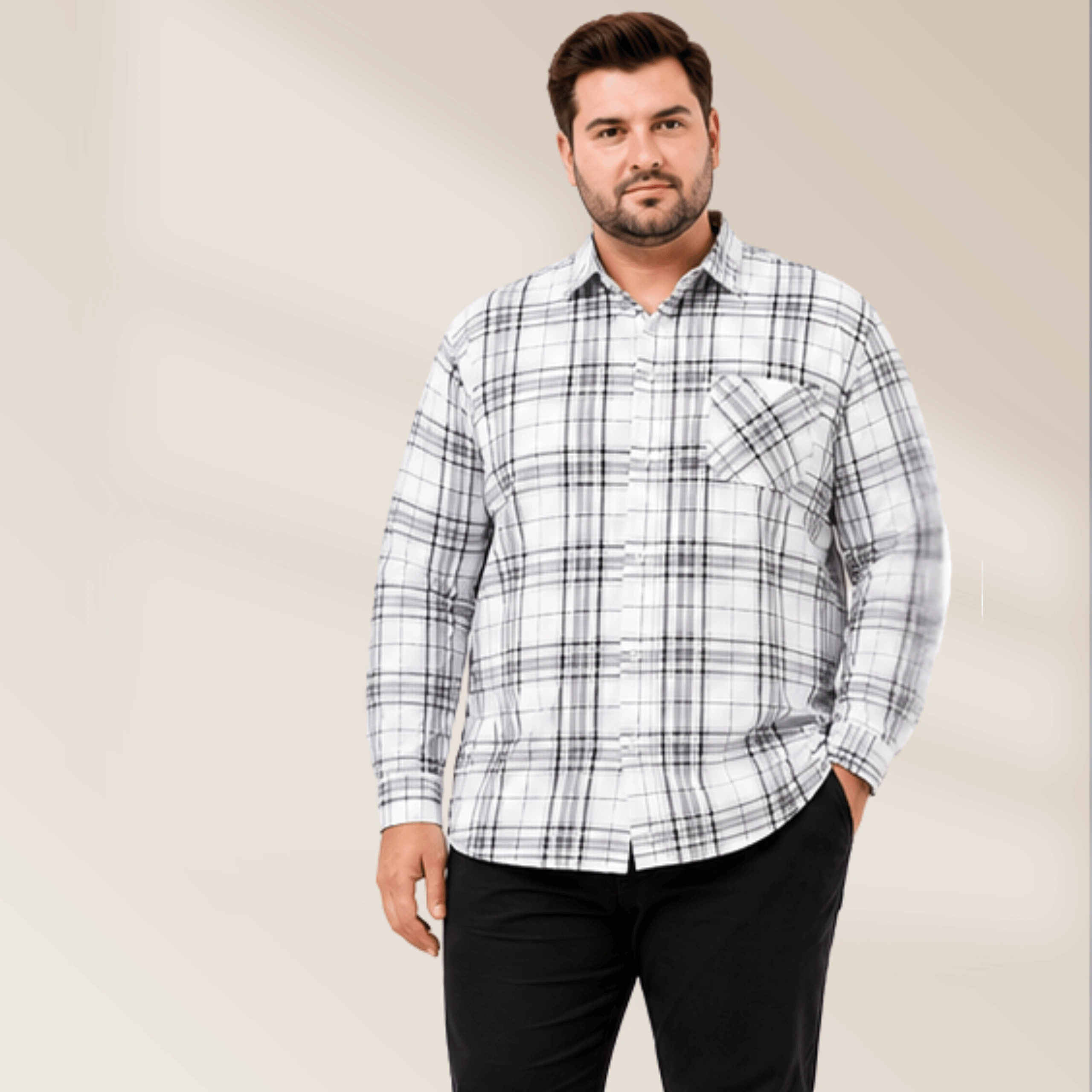White & Black Check Shirt | Plussize Fit Casual Wear Shirt