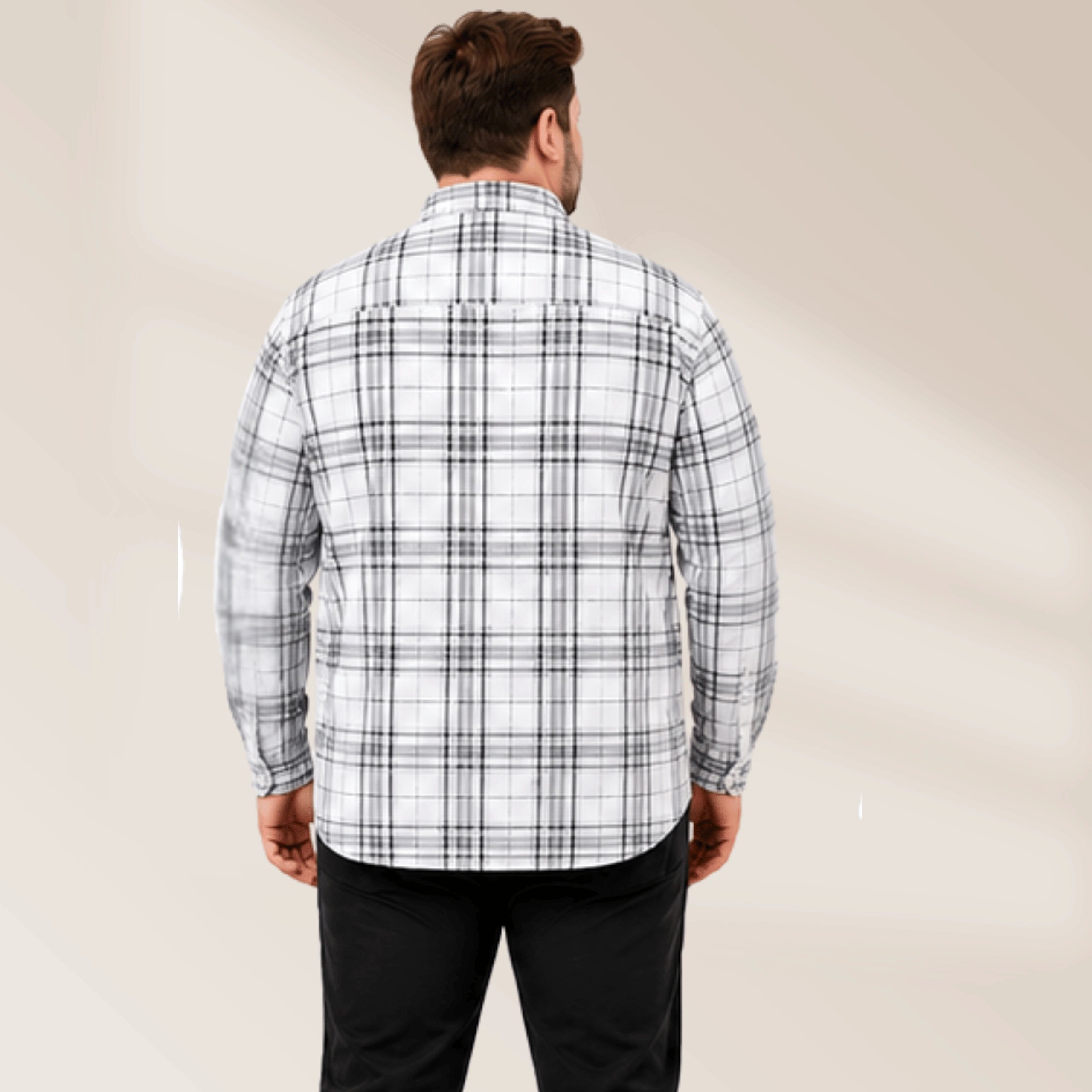 White & Black Check Shirt | Plussize Fit Casual Wear Shirt - Image 3
