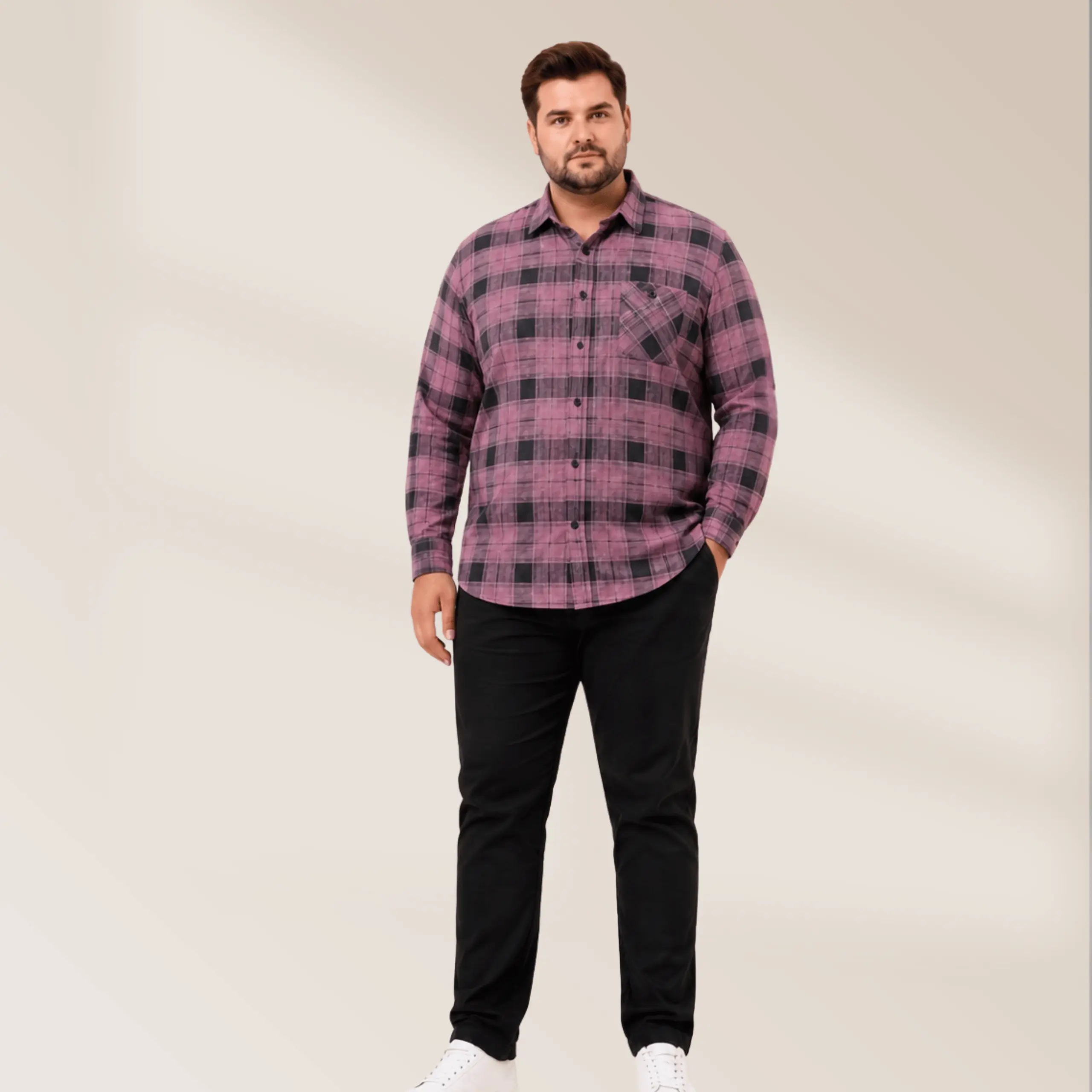 Men’s Plus Size Premium Red Plaid Shirt – XXXL Comfort Fit - Image 4