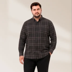 Men's Charcoal Grey Plaid Shirt