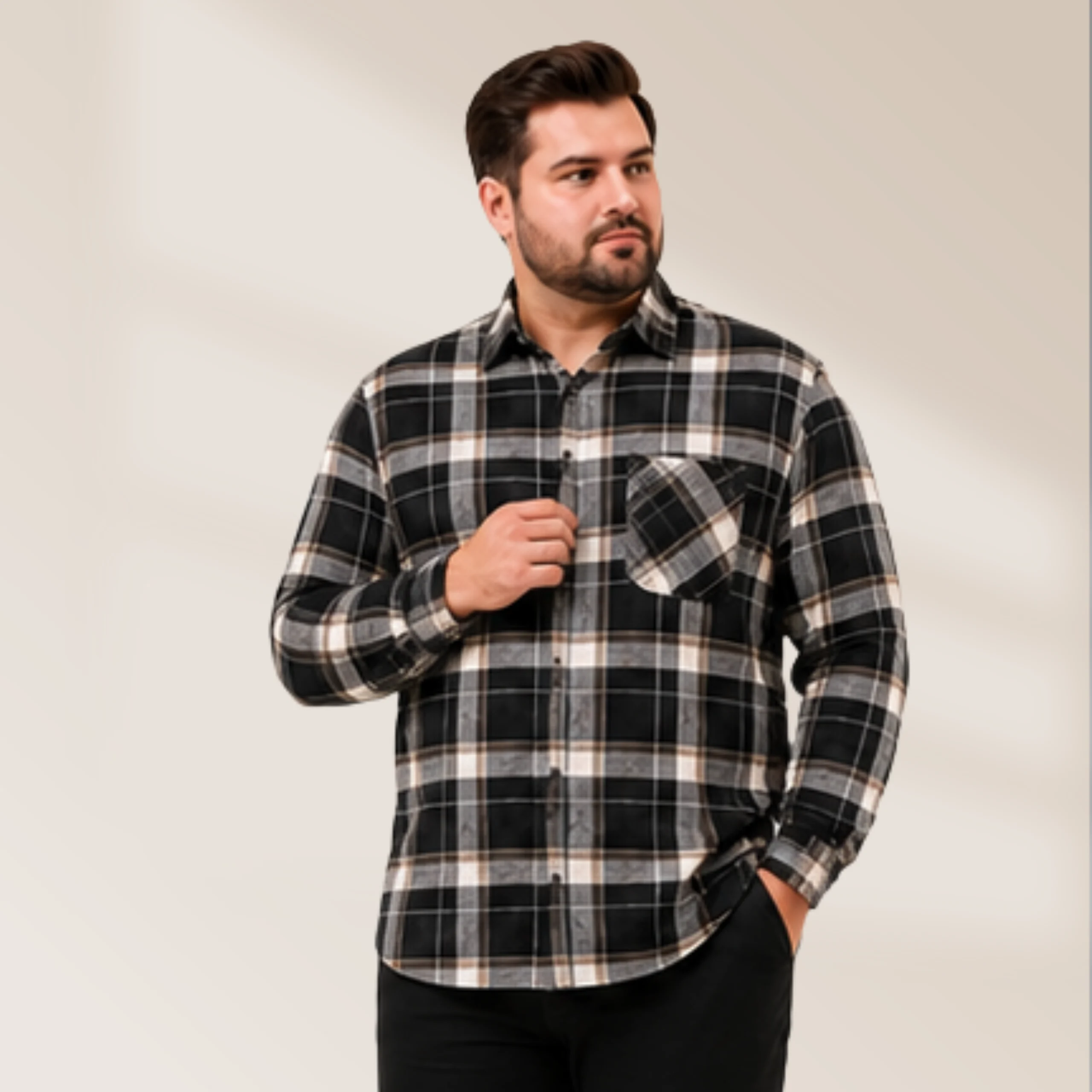 Full Sleeve Plussize Check Style Shirt