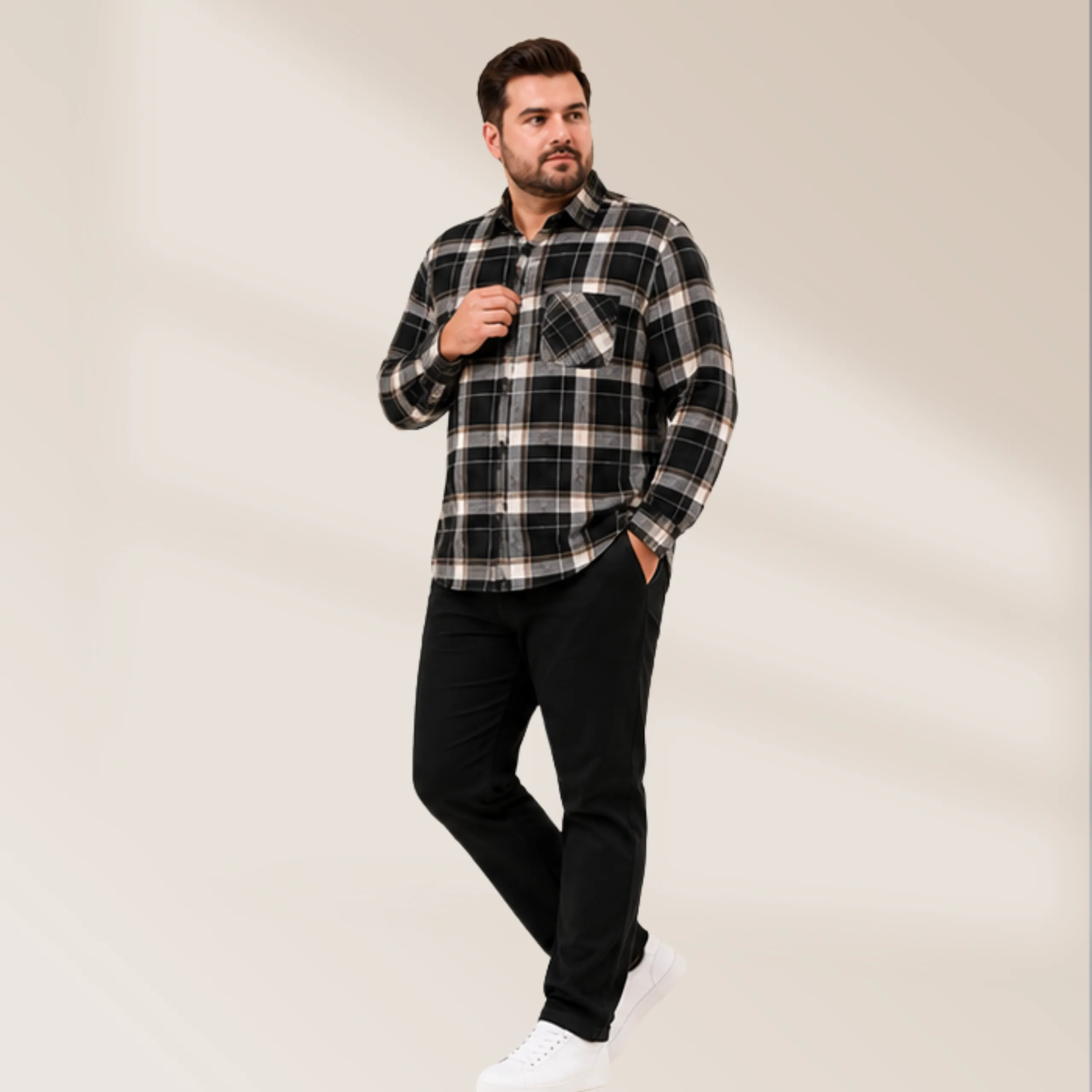 Full Sleeve Plussize Check Style Shirt