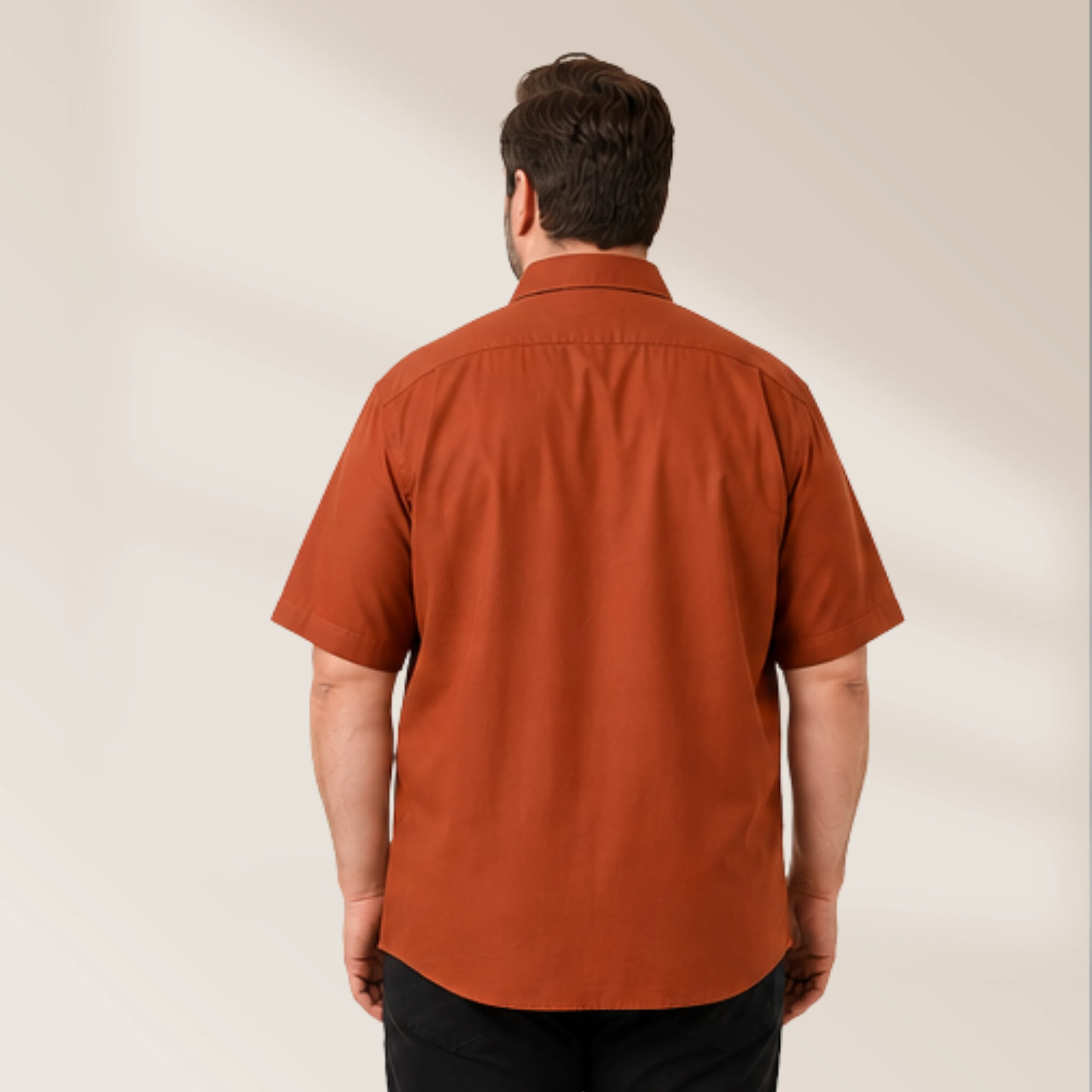 Men's Rust Orange Solid Half Sleeve Formal Shirt