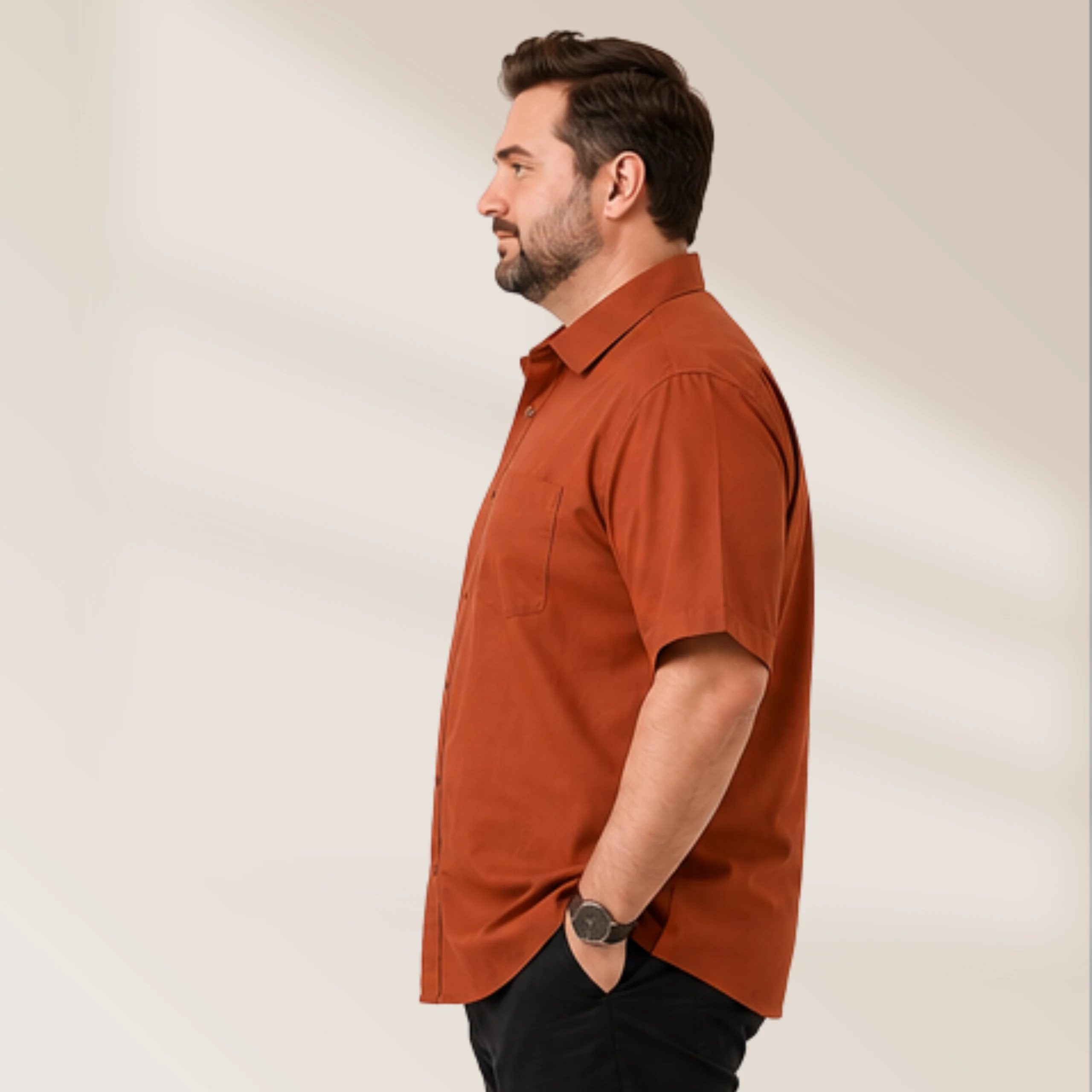Men's Rust Orange Solid Half Sleeve Formal Shirt