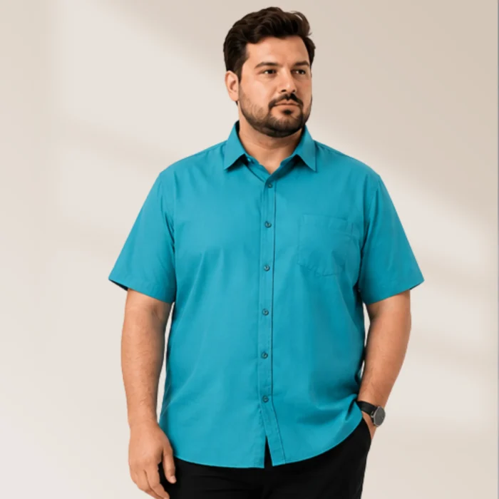 Men's Teal Green Solid Half Sleeve Formal Shirt