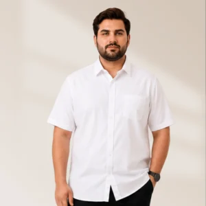 Men's White Solid Half Sleeve Shirt