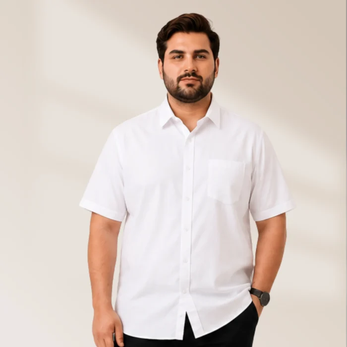 Men's White Solid Half Sleeve Shirt