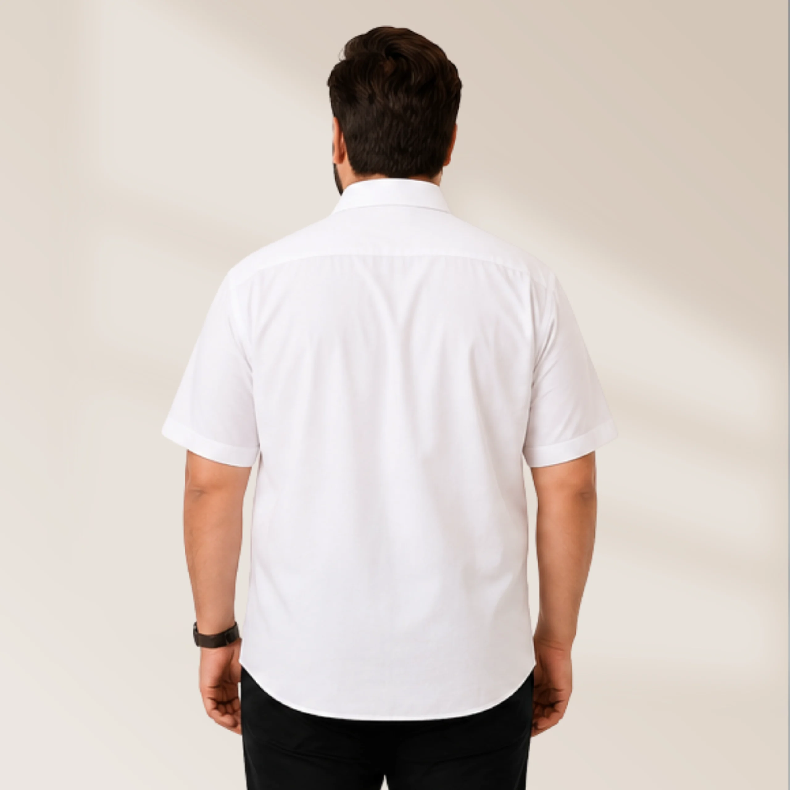 Men's White Solid Half Sleeve Formal Shirt - Image 3
