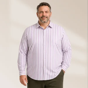 Men's Premium Cotton Seersucker Pink Vertical Stripe Casual