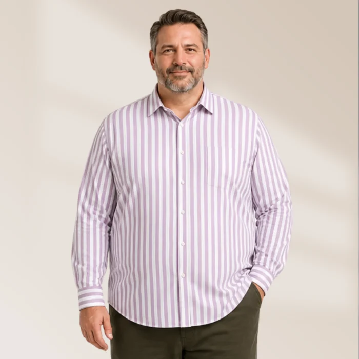 Men's Premium Cotton Seersucker Pink Vertical Stripe Casual