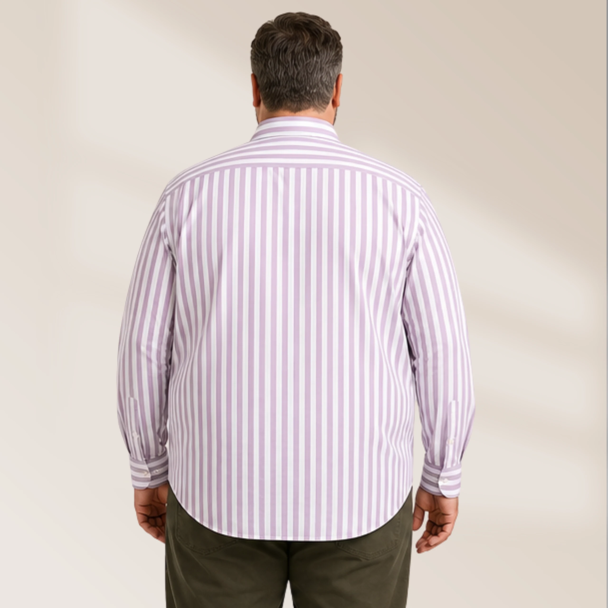 Men's Cotton Pink Vertical Stripe Casual Shirt - Image 4