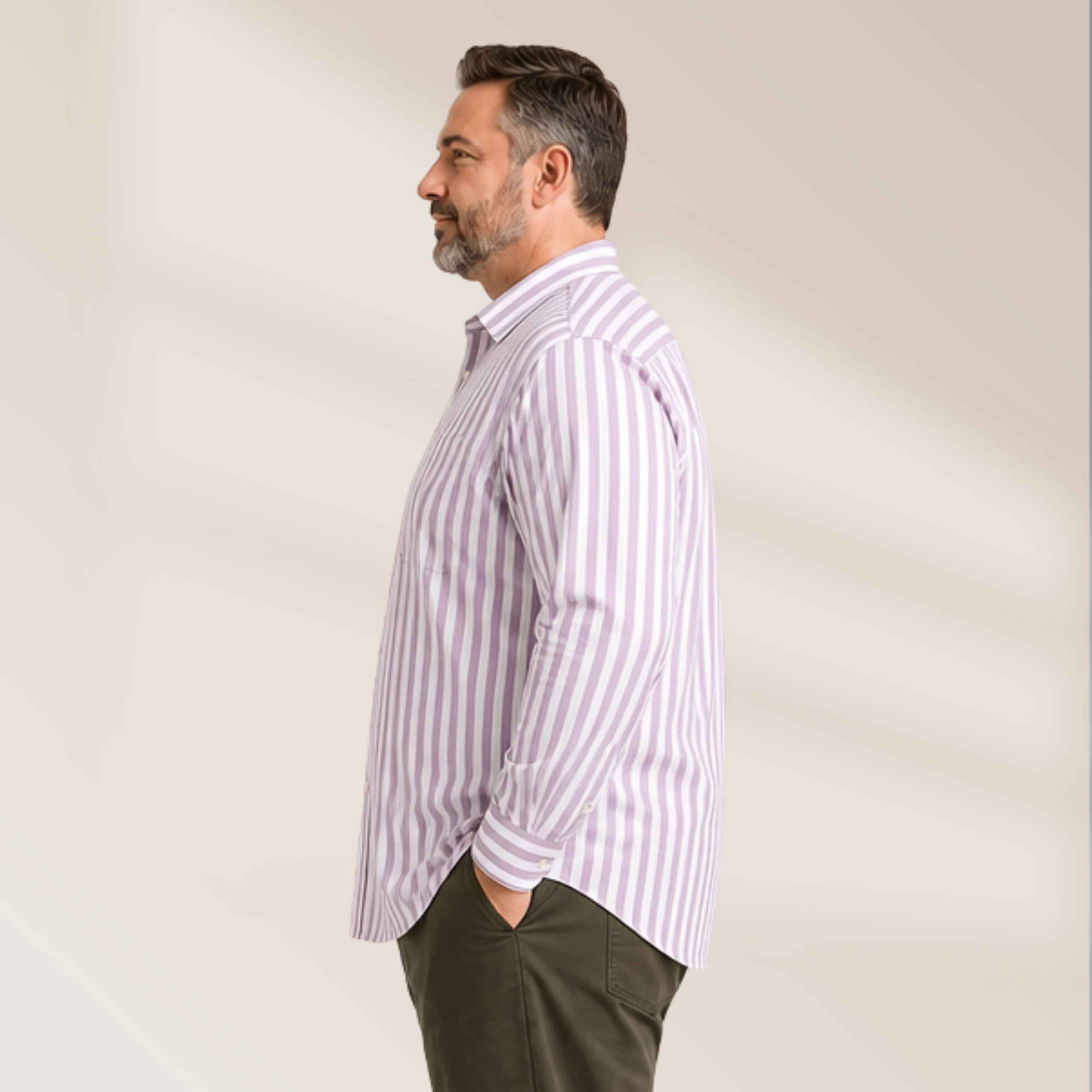Men's Cotton Pink Vertical Stripe Casual Shirt - Image 2