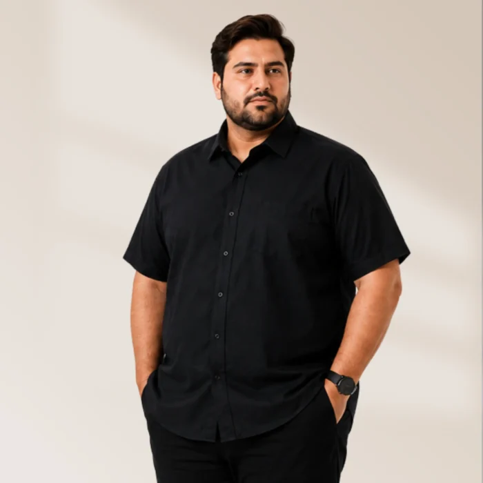 Men's Black Solid Half Sleeve Formal Shirt