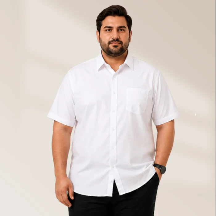 Men's White Solid Half Sleeve Formal Shirt