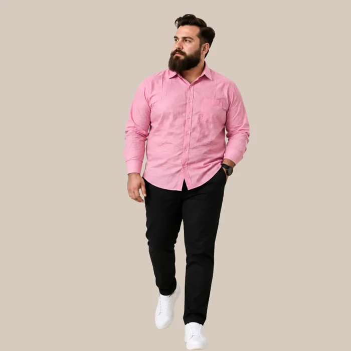 pink plus size formal shirt