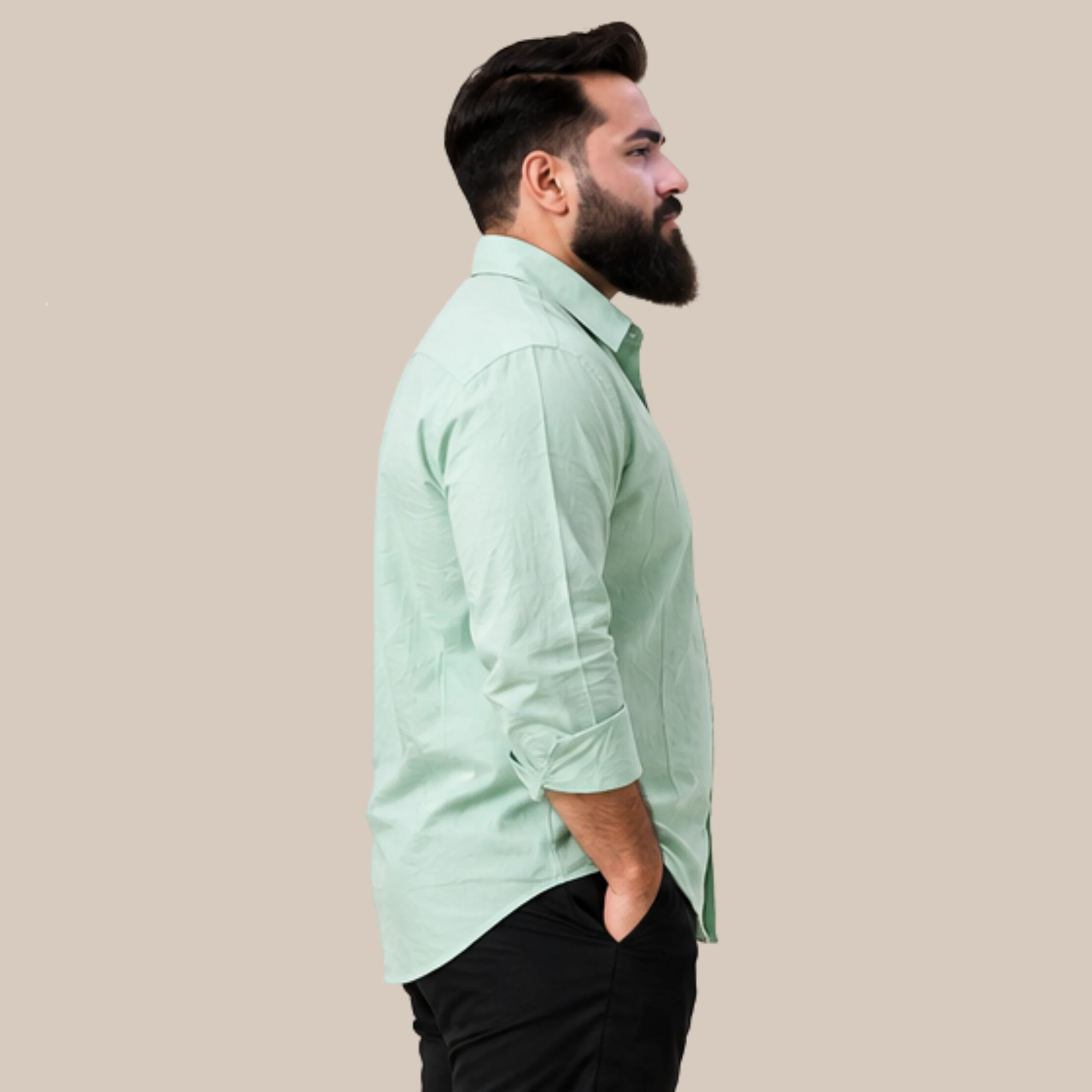 Mint Green Plus Size Formal Shirt