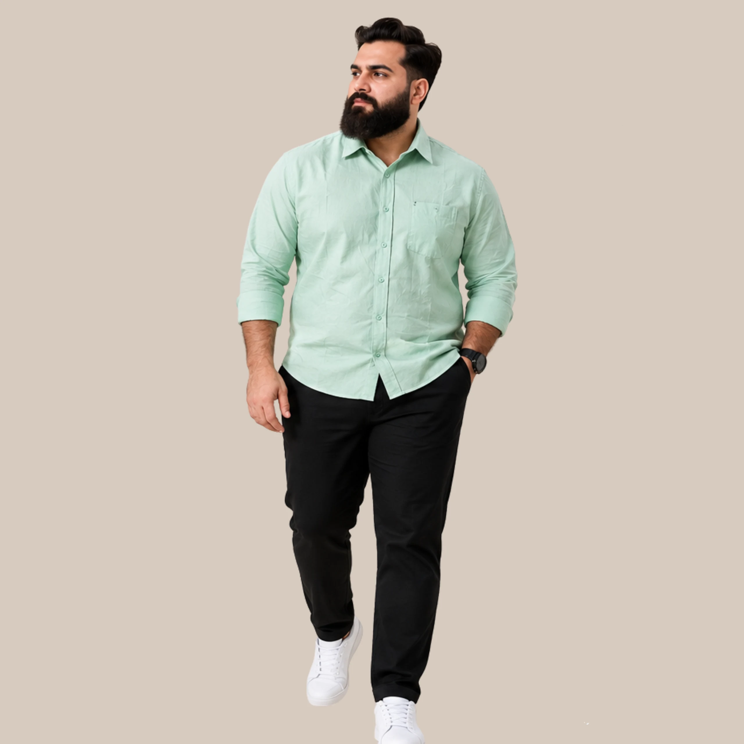 Mint Green Plus Size Formal Shirt