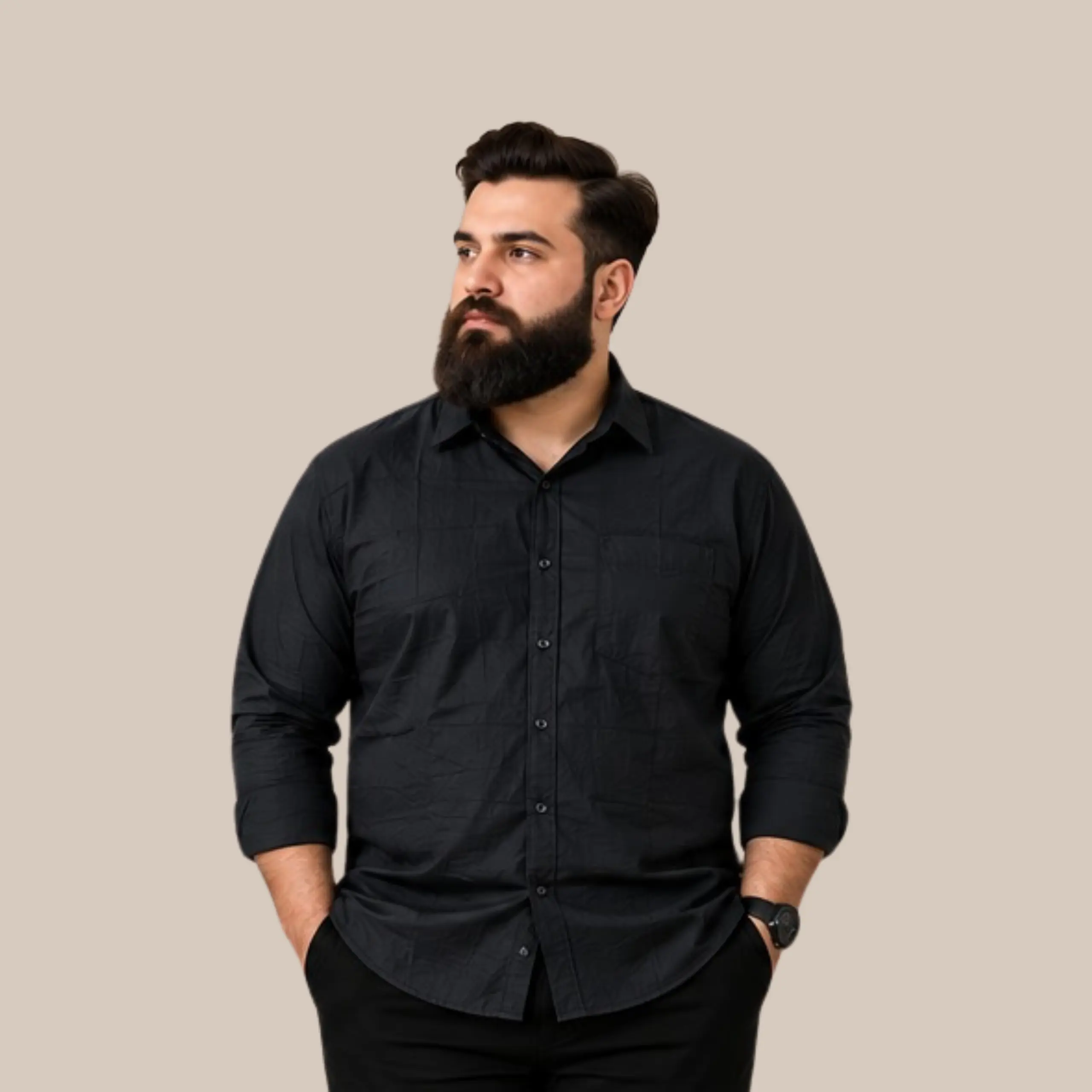 black plus size formal shirt