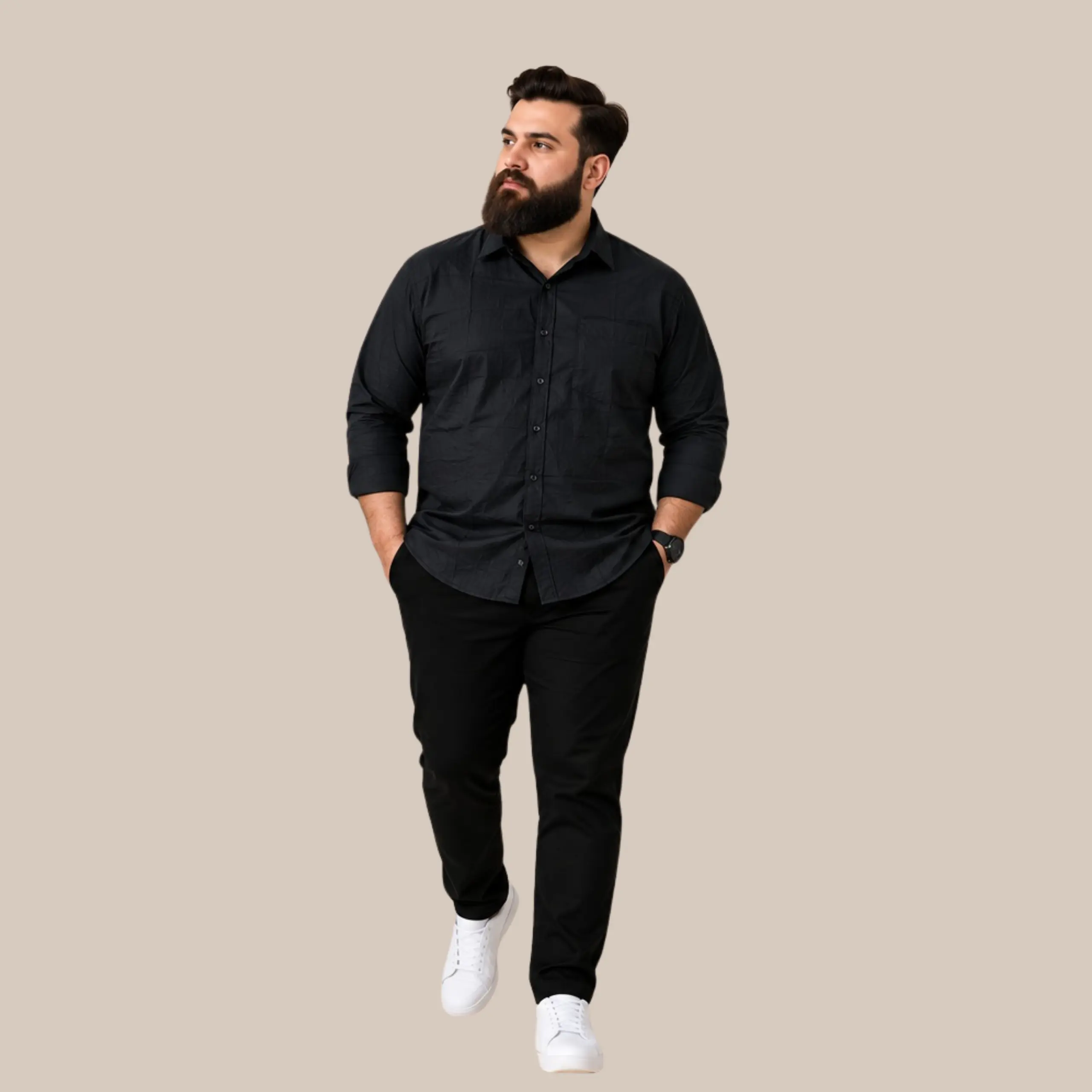 black plus size formal shirt