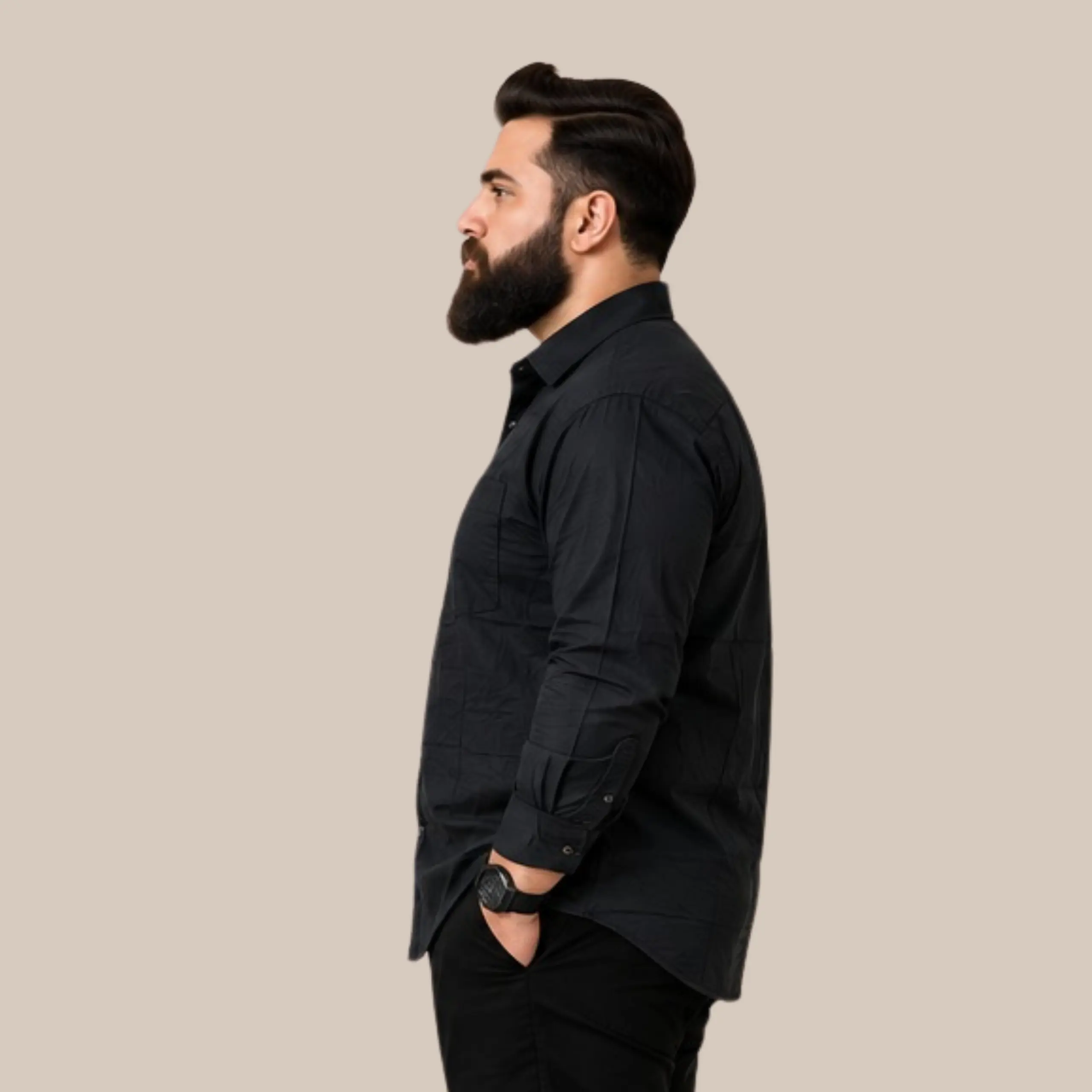 black plus size formal shirt