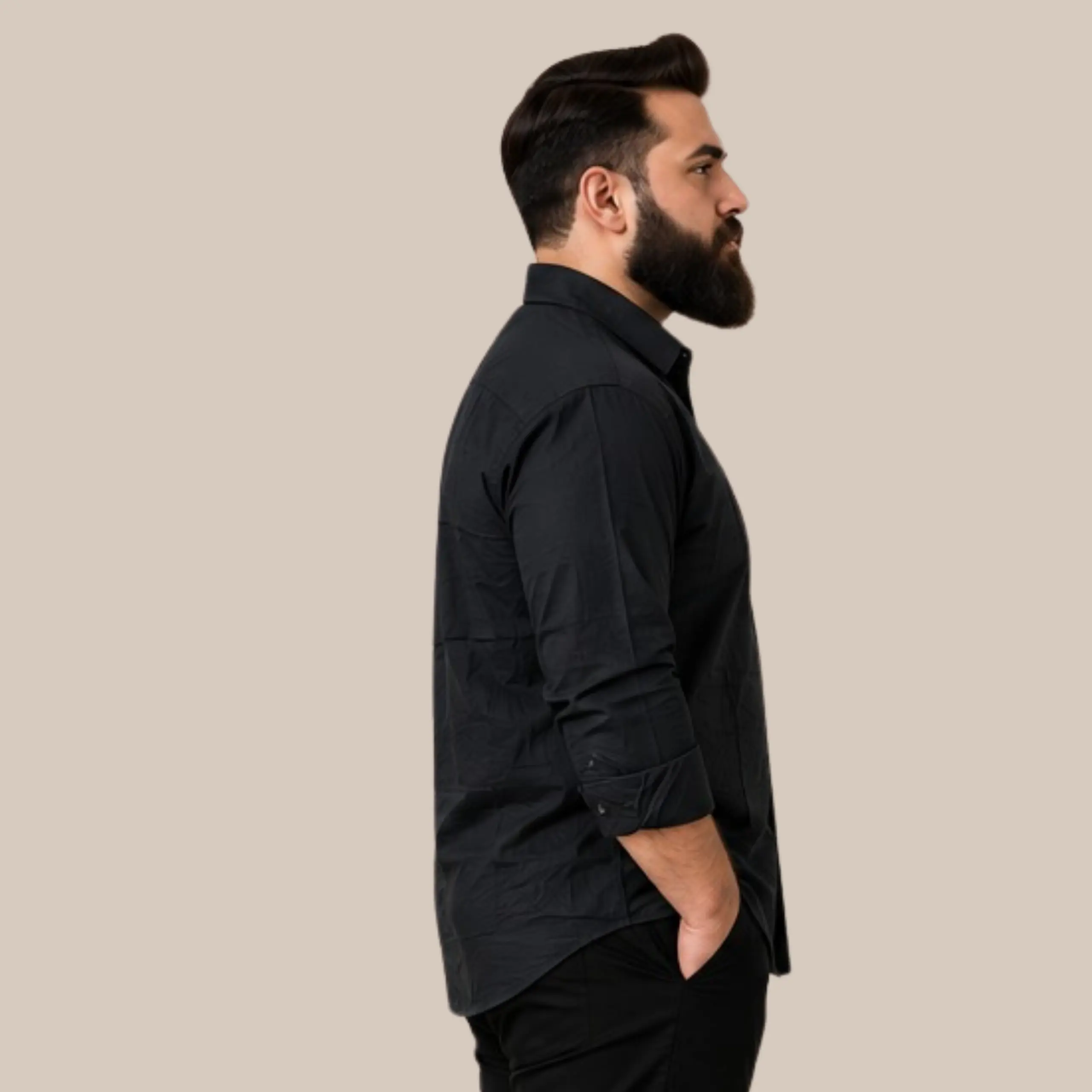 black plus size formal shirt