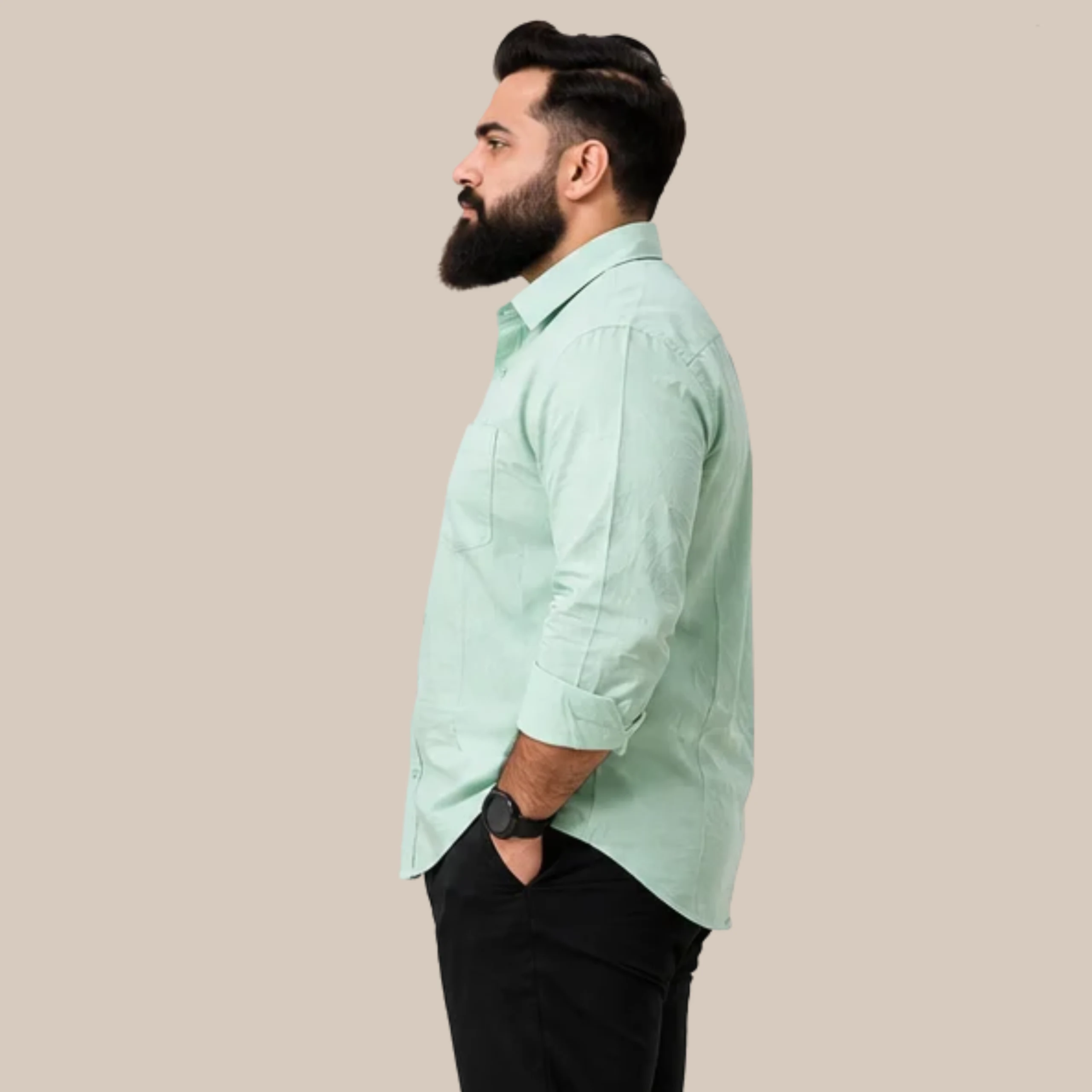 Mint Green Plus Size Formal Shirt